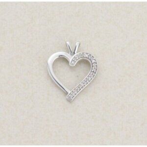 Pendant Only 10k White Gold Diamond Heart Pendant
